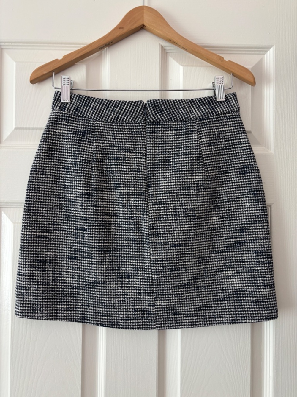 Zara Fringe Seamed Mini Skirt - Blue & White Tweed Size S - Picture 3 of 8